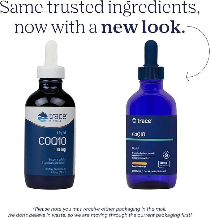 Trace Minerals CoQ10 - Cellular Health Supplement for Vitality Support - Cardiovascular Health &amp Immune Support - Natural Ingredients - Vegan &amp Gluten-Free - Tangerine Flavor - 4 fl oz (24 Ser