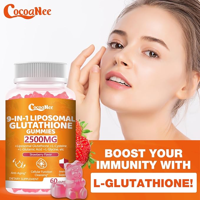 2 Packs 2500MG Liposome Glutathione Gummies Composite L-Cysteine Collocation Milk Thistle Increas 98% Absorption Rate Antioxidant Anti-Aginga