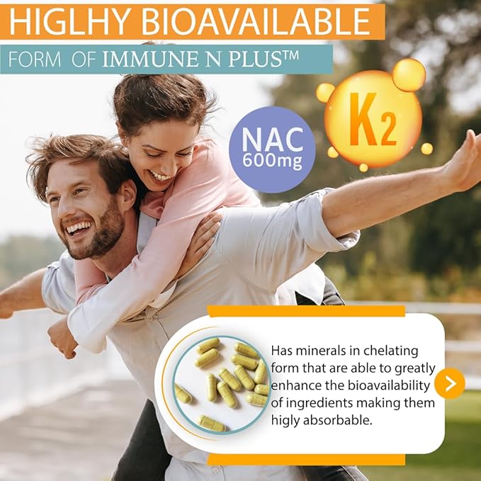 (90 Capsules) NAC 600mg Quercetin 1000mg Vitamin C 500mg Zinc 50mg Vitamin D3 5000iu Selenium Copper Acerola Ginger Rutin Citrus Bioflavonoids Rose Hips Echinacea Immune N Plus 15 in 1