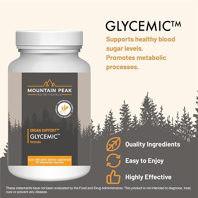 Mountain Peak Nutritionals Glycemic Formula - Organ Support Supplement - Supports &amp Promotes Metabolic Processes - Dietary Supplement (90 Vegetarian Capsules)