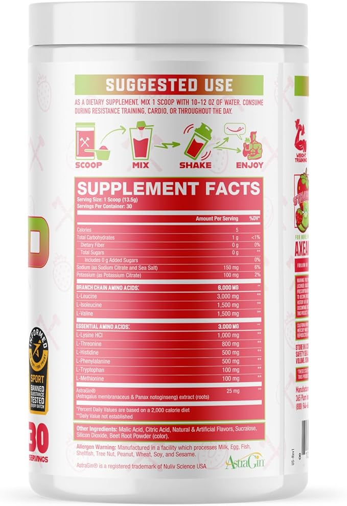 The Grind Essential Amino Acids Branched Chain Amino Acids 30 Servings (Strawberry Kiwi)