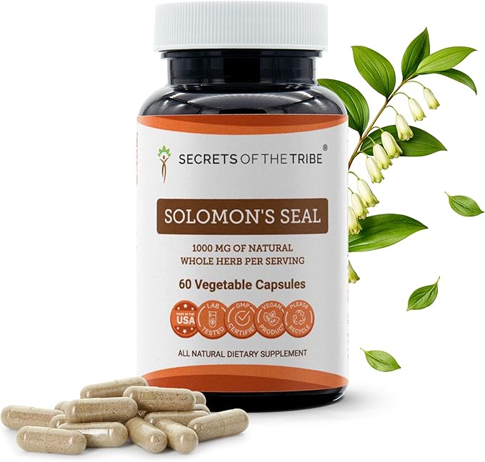 Secrets of the Tribe Solomon's Seal 60 Capsules 1000 mg Wildcrafted Solomon's Seal (Polygonatum odoratum) Dried Rhizome (60 Capsules)