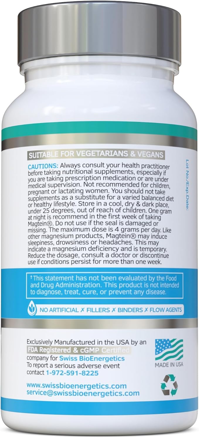 Magnesium L-Threonate Complex 7-in-1 with 1000mg of Magtein Plus Magnesium as Bisglycinate Taurate Citrate Gluconate Malate &amp Lactate - Supports Sleep - Vegan US Made and No Artificial Nastie