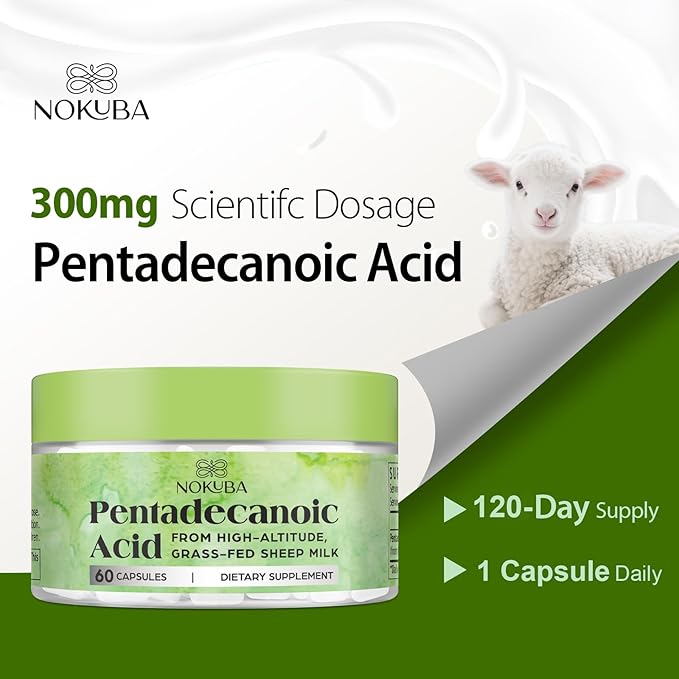 Pentadecanoic Acid C15:0 Supplements 300mg High-Altitude Sheep Milk Sourced | 120 Capsules