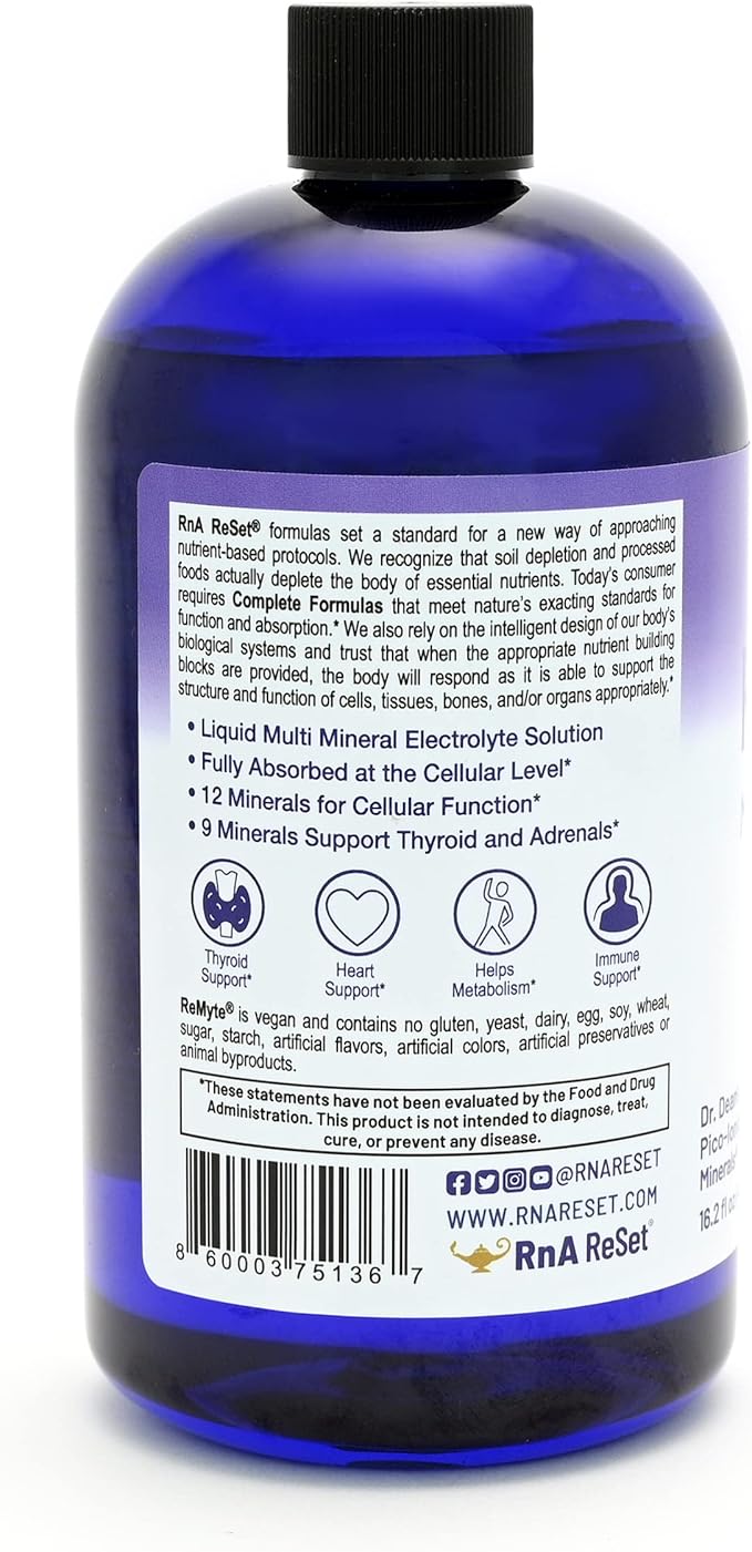 RnA ReSet ReMyte – Electrolyte Mineral Solution with Magnesium Iodine Selenium &amp Zinc 8.1 Fl Oz (1-Pack) NSF Certified