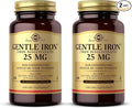 Solgar - Gentle Iron 25 mg Vegetable Capsules 180 Count 2 Pack Easy on Stomach Promote Red Blood Cell Production.