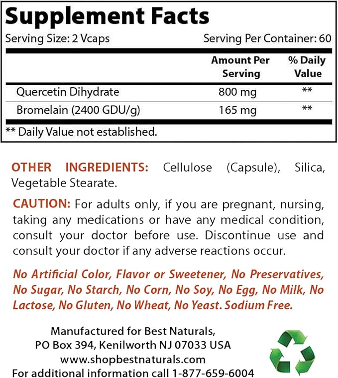 Best Naturals NAC 600 mg &amp Quercetin with Bromelain