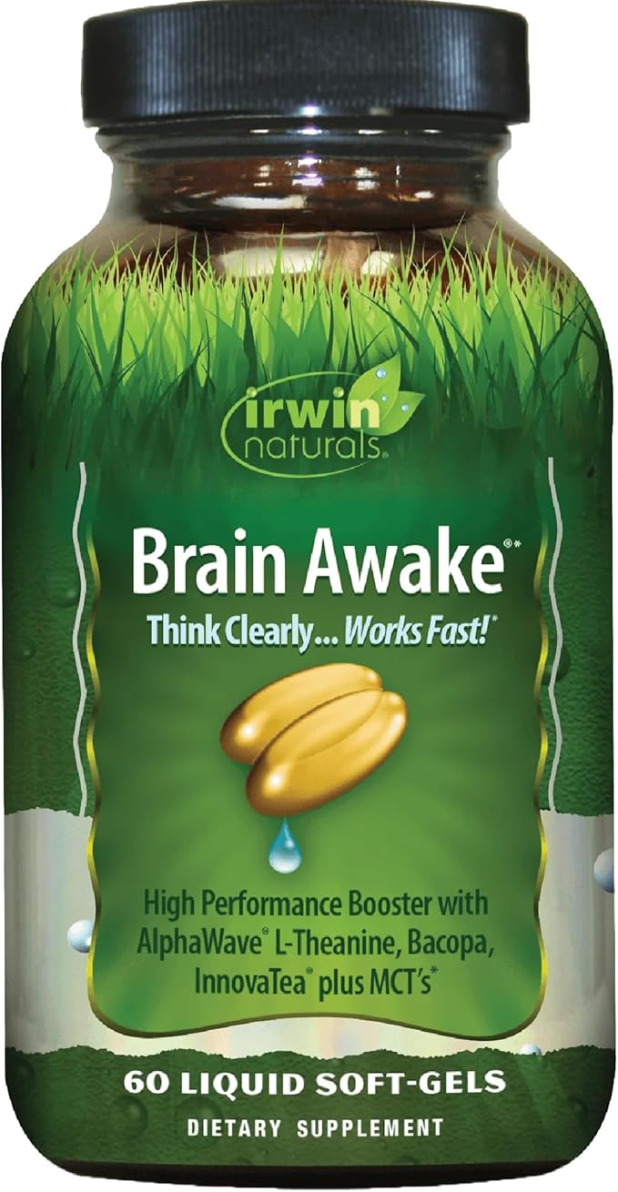 Irwin Naturals Brain Awake – Enhanced Mental Performance Focus Clarity &amp Concentration – 60 Liquid Soft-Gels