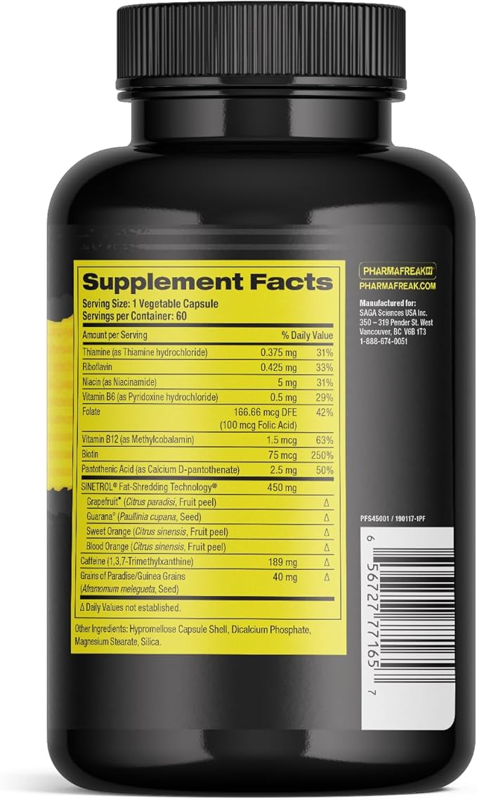 Pharmafreak Ripped Freak 2.0 – Advanced Training Support Complex with Sinetrol® Citrus Polyphenols and B-Vitamins – 60 Capsules (60 Servings)