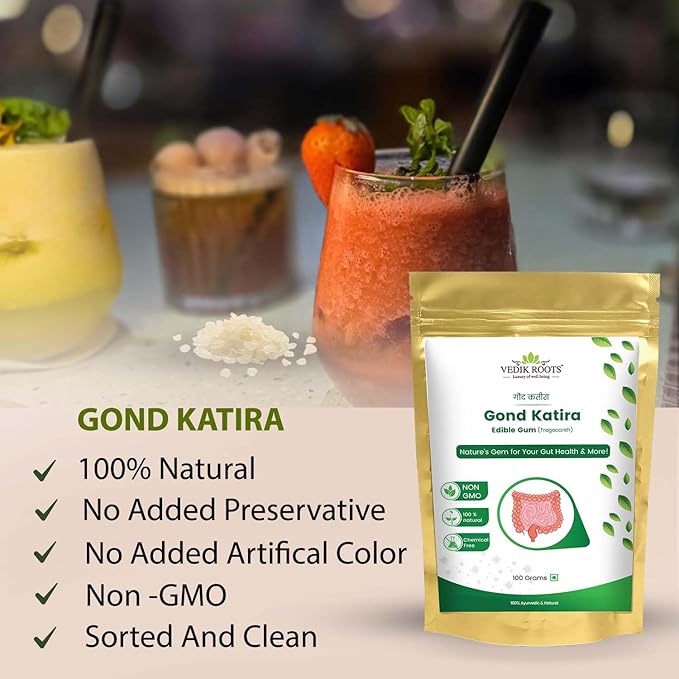 Gond Katira 100g Natural Body Cooling &amp Hydrating Superfood Supports Digestion &amp Gut Health Rich in Fiber &amp Nutrients Perfect for Summer Drinks Desserts &amp Ayurvedic Wellness (Pack of