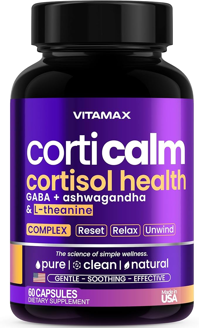 Cortisol Supplements for Women and Men - L-Theanine Ashwagandha GABA - High Cortisol Manager Reducer - Relaxation Mood &amp Stress Support - Ginkgo Biloba Bacopa Monnieri 5-HTP - Made in USA