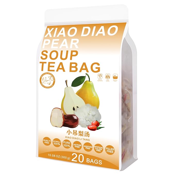 Chinese Fruit Tea 300g 小吊梨汤 10.58oz (15g*20bags) Xiao Diao Pear Soup Tea Bag Caffeine Free Fruit Tea bags Longan Wolfberry Mixed fruit tea (snow pear tremella tea) 小吊梨汤
