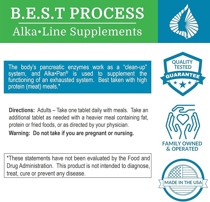 Alka•Pan Best Process Alkaline — Natural Digestive Supplement — Pancreatic Enzymes with Antioxidant-Rich Superfoods &amp Digestive Herbs