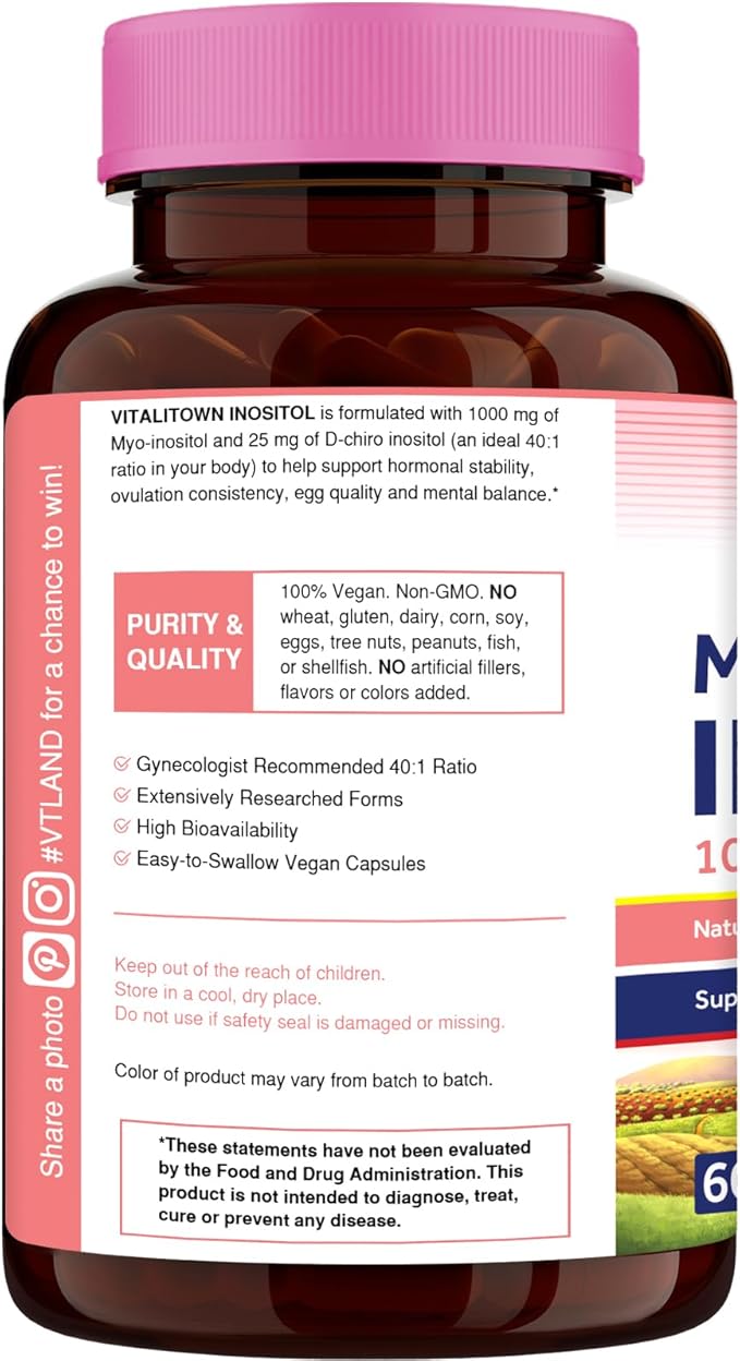 Vitalitown Women's Complete Health Bundle - Probiotics 120 Billion CFUs 30 Strains + Cranberry + Myo-Inositol &amp D-Chiro Gut Health Vaginal Health &amp Hormone Balance Support Vegan