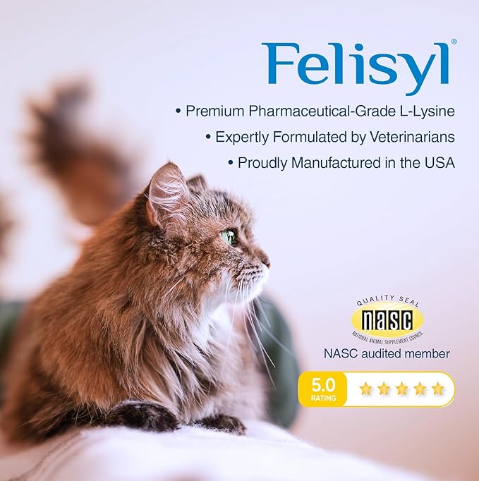 Felisyl L-Lysine Gel for Cats &amp Kittens (5oz) – Immune System Respiratory &amp Eye Health Support. Reduces Sneezing Runny Nose &amp Watery Eyes. Daily Salmon-Flavor Supplement – Made in USA (2