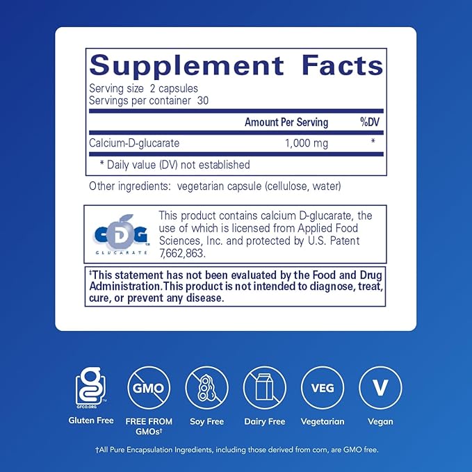 Pure Encapsulations Calcium-D-Glucarate | Supplement to Support Cellular Health in the Liver Lungs Breast and Colon* | 60 Capsules
