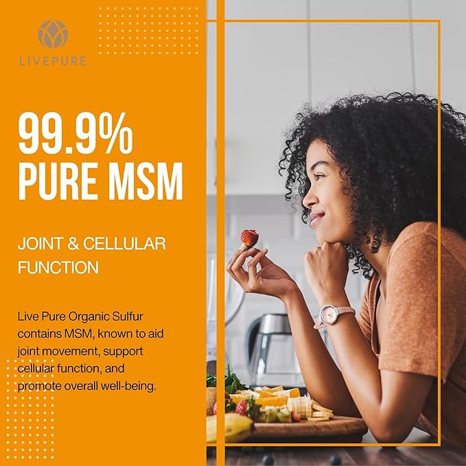 PURE | Organic Sulfur MSM | 180 Capsules | Premium MSM Powder for Joint Health | MSM Powder for Hair Growth and for Enhanced Health of Hair Skin and Nails | Vegan Non-GMO and Gluten Free