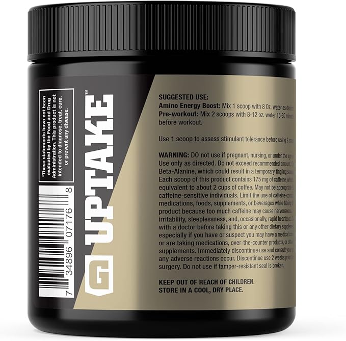 Elite GolElite Gold Amino Uptake Green Apple Amino Acid Supplement Increase Energy Support Muscle Recovery Beta Alanine L Citrulline (30 Servings)