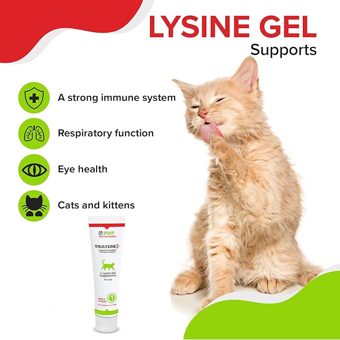 Trulysine Viralysine Gel L-Lysine Supplement for Cats 10 oz - Cats &amp Kittens of All Ages - Immune Health - Sneezing Runny Nose Squinting Watery Eyes - Palatable Maple Flavor