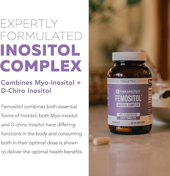 Femositol® Myo-Inositol &amp D-Chiro Inositol Complex Supplement - Clinically Validated 40:1 Ratio (Vitamin B8)| Hormonal Balance &amp Healthy Ovarian Function Support (90 Capsules – 30 Servings)