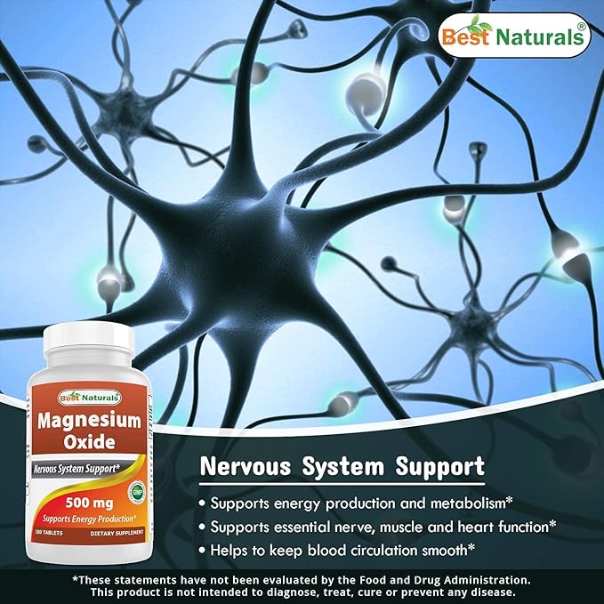 Best Naturals BCAA Powder 8 OZ &amp Magnesium Oxide 500 mg