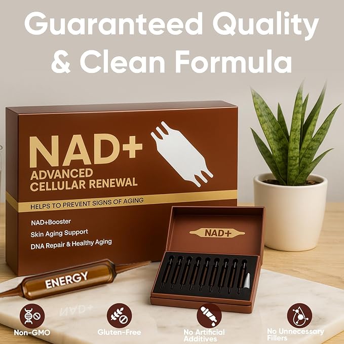 NAD+Advanced Cellular Renewal 1200mg NAD+Liquid Supplements for Skin Aging Support &amp Energy &amp Focus-10 Vials (1)
