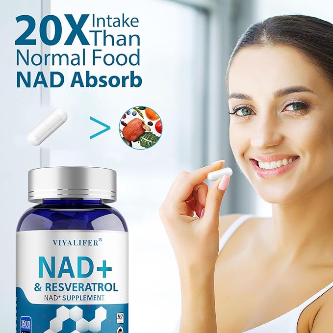 NMN Supplement Alternative 1500 mg - 120 Capsules (40 Day Supply) High Purity NAD+ &amp Resveratrol for Anti-Aging Antioxidant Support Energy &amp Focus Boost