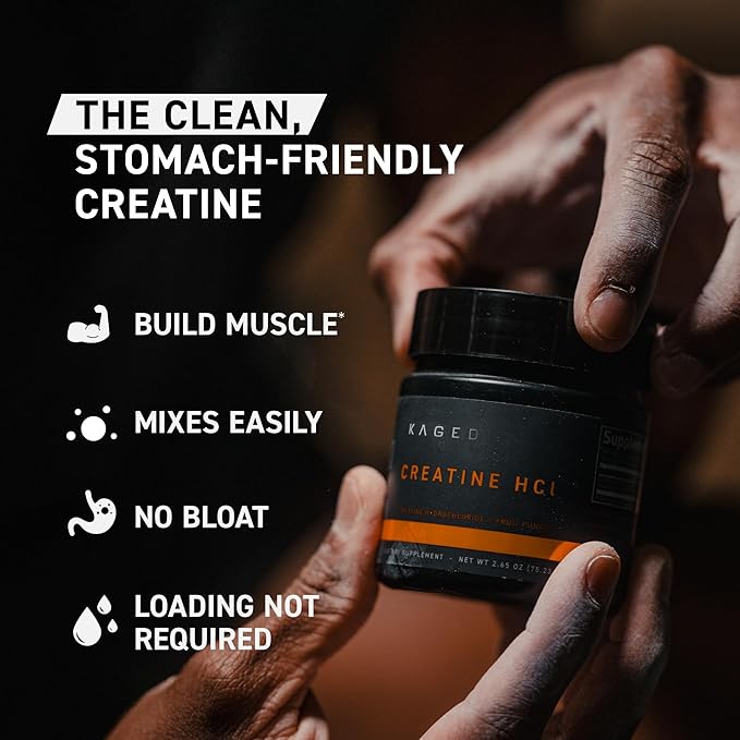 Kaged Creatine HCl Powder | 7X Concentrated vs Mono | Muscle Building &amp Recovery | High Absorption | No Bloating | Creatine for Men &amp Women | Vegan Gluten Free | Lemon Lime | 75 Servings
