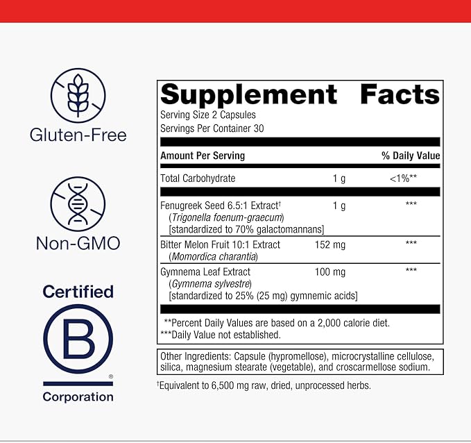 Metagenics Fenugreek Plus - Supports Healthy Metabolism* - Vegetarian Herbal Support - with Bitter Melon &amp Gymnema Extract - Non-GMO &amp Gluten-Free - 60 Capsules