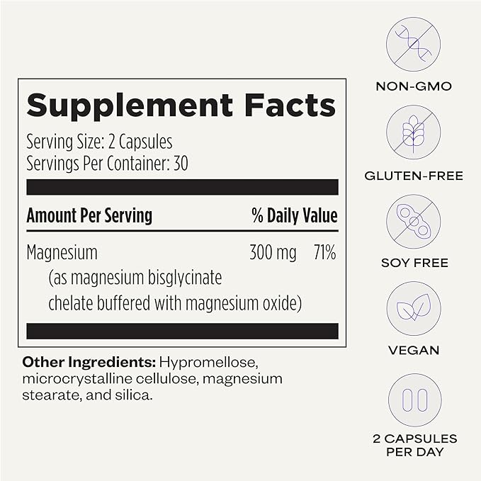 Magnesium 101 by Dave Asprey | Daily Support for Sleep Metabolism Relaxation &amp Heart Health | 300 mg Chelated Magnesium Bisglycinate | High Absorption Magnesium | 30 Day Supply