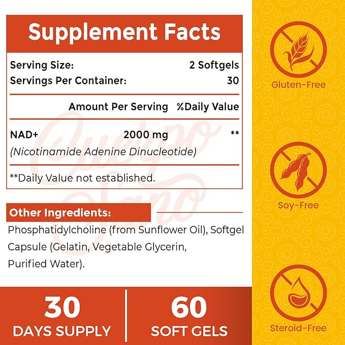 2000 MG NAD Supplement Liposomal NAD+ with High Absorption More Efficient Than Nicotinamide Riboside Pure &amp Plus Boosting Supplement Aging Defense Metabolism &amp Cellular 120 softgels