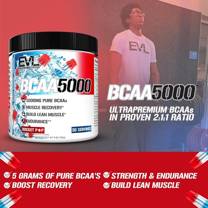 Evlution BCAAs Amino Acids Powder - BCAA Powder Supplement Post Workout Recovery Drink and Stim Free Pre Workout Energy - Branched Chain Amino Acids Supplement for Men &amp Women