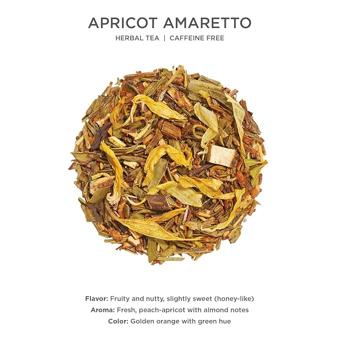Tea Forte Apricot Amaretto Premium Loose Leaf Caffeine-Free Herbal Tea Blend Canister Makes 35-50 Cups