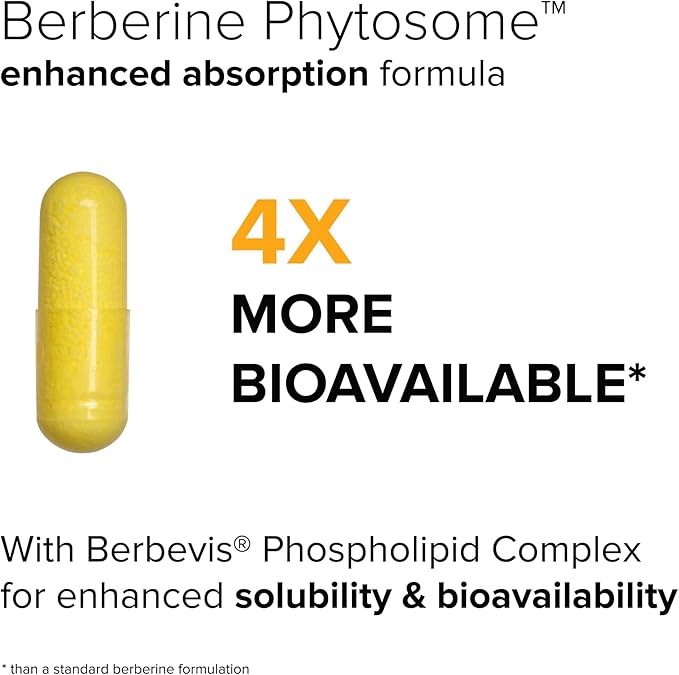 Berberine Phytosome with Berbevis 550mg Enhanced Absorption Supplement for Metabolic Support &amp Heart Health Highly Bioavailable Berberine Complex Gluten-Free Non-GMO 90 Vegetarian Capsules