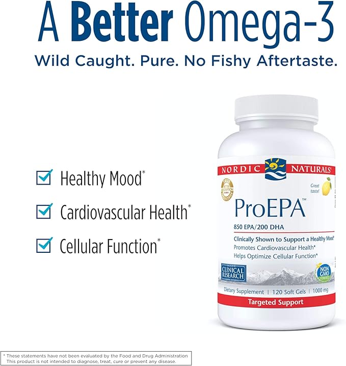 Nordic Naturals ProEPA Lemon - 120 Soft Gels - 1210 mg Omega-3 - High-Intensity EPA Formula for Healthy Mood Heart Health &amp Cellular Function - Non-GMO - 60 Servings