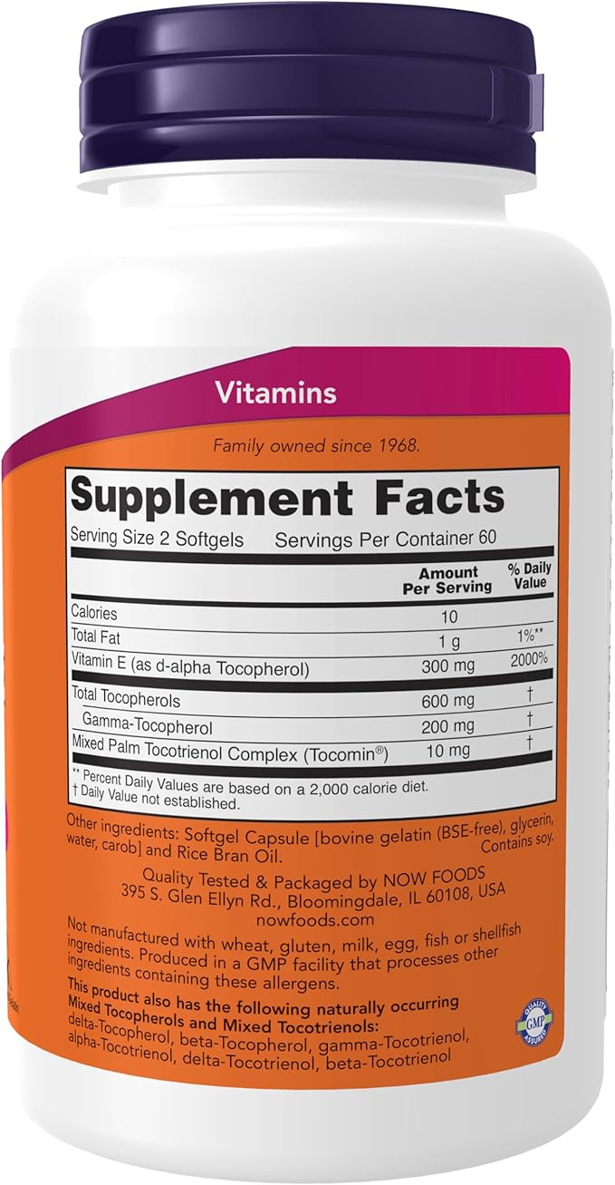 Now SupplementsAdvanced Gamma E ComplexMixed Tocopherols &amp TocotrienolsAntioxidant Protection*120 Softgels(Pack of 2)