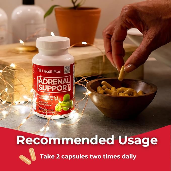 Health Plus Adrenal Cleanse Ashwagandha Capsules for Adrenal Function and Antioxidant Support and Stress Relief 90 Capsules