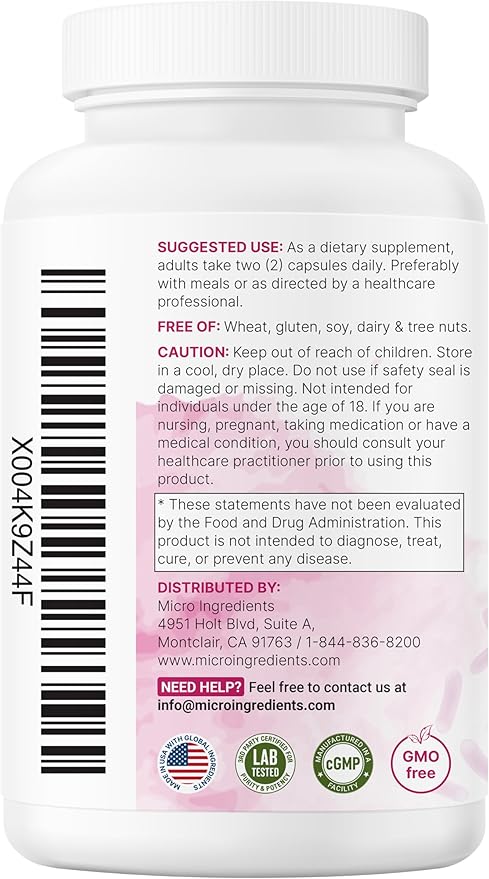 Micro Ingredients Probiotics for Women 100 Billion CFU with Prebiotics 120 Veggie Capsules | pH Balance Urinary Tract Vaginal &amp Gut Health Support* | 40 Strains with Cranberry D-Mannose &amp
