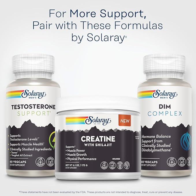 SOLARAY Creatine with Shilajit – Muscle Power and Growth Support with Creatine Monohydrate and L-Leucine Amino Acids – Unflavored Powder – Vegan Gluten Free – 30 Servings 6.1 OZ