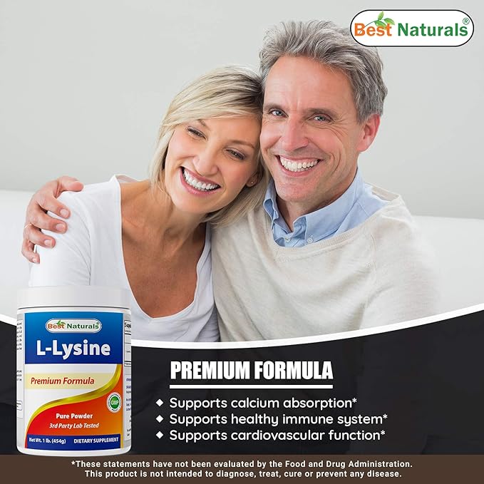 Best Naturals Lysine Powder 1 Pound &amp L-Lysine 500 mg