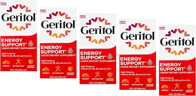 Geritol Liquid Supplement B-Vitamins &amp Iron 12 Fluid Ounce (Pack of 5)