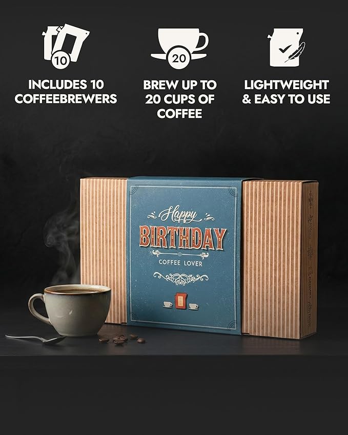 Gourmet Birthday Coffee Gift Set for Men &amp Women - 10 World's Finest Single Origin Specialty &amp Organic Coffees in Coffeebrewers | Sampler Box for Coffee Lover to Brew &amp Enjoy Anytime Anyw