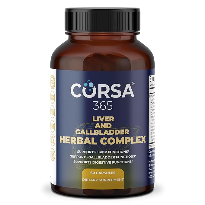 Liver Health and Gallbladder Support Formula - Liver Cleanse Detox &amp Repair Herbal Complex with Rosehips St. John's Wort Chamomile - Gallbladder Liver Supplements for Women Men - 60 Capsules