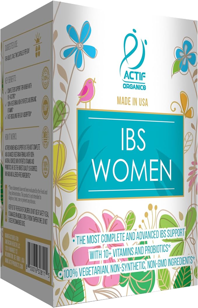 ACTIF IBS Women Maximum Support with 10+ Advanced Factors – Non GMO Made in USA 60 Count
