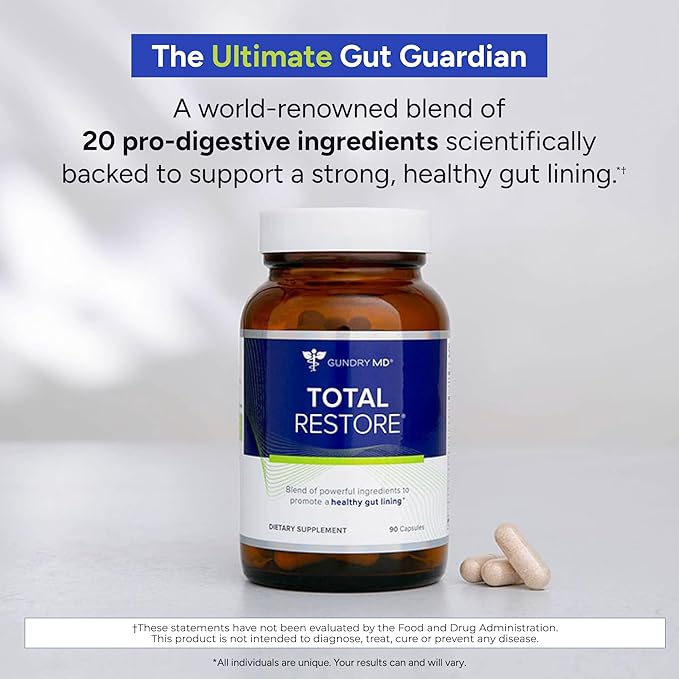 Gundry MD Total Restore Gut Lining Support Digestive Supplement for Gastrointestinal Wellness Gut Health Supplement Gut Health for Women and Men 90 Capsules (1)