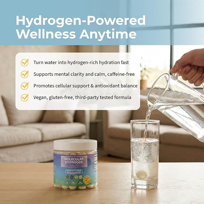 BODY C.E.O. Hydrogen Water Tablets with Magnesium | Molecular Hydrogen Tablets for Drinking Water | Support Energy Focus &amp Antioxidant Balance | Vegan &amp Gluten Free Supplement| 90 Count (Lemon