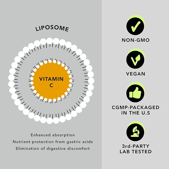 AMANDEAN Liposomal Vitamin C 1000mg. Liquid VIT C Supplement. Immune Support Skin Health Collagen Production. Fast Absorbing Antioxidant Delivery. Quali-C Soy-Free Vegan Non-GMO.
