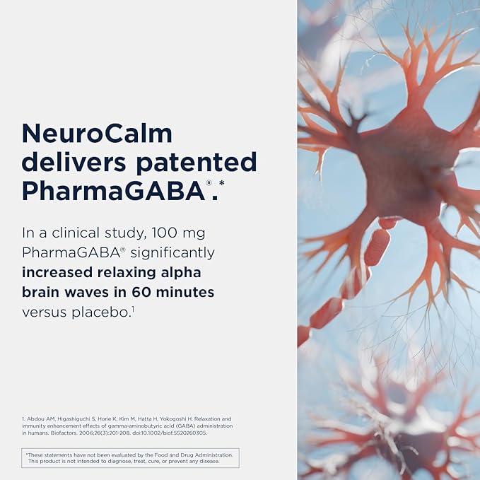 Designs for Health NeuroCalm - Supports Mood &amp Stress Relief with GABA Inositol L-Theanine 5HTP Vitamin B12 and B6 Taurine Chamomile Magnesium and PharmaGABA - Gluten Free Vegan (60 Capsu
