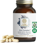 PURE SYNERGY Zinc Complex | Immune Support Supplement | Natural Vegan Zinc Complex with Vitamin C and Organic Whole Foods | for Immune Brain and Skin Health (60 Capsules)