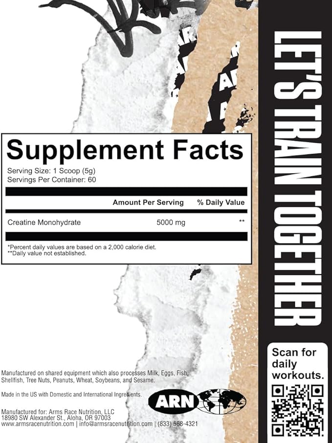 Arms Race Nutrition | ARN | Creatine Monohydrate (60 Servings) (Unflavored)